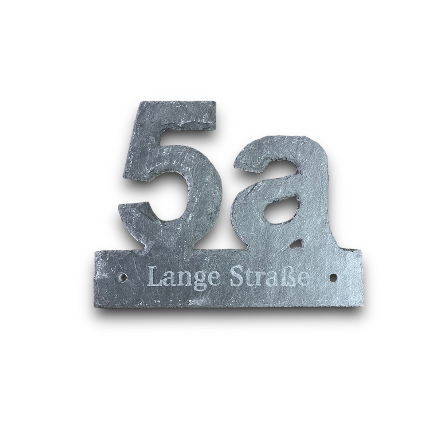 Klassische Hausnummer mit Wunschname aus Schiefer, ca. 15 x 25 cm, individuelle Gravur von Hand