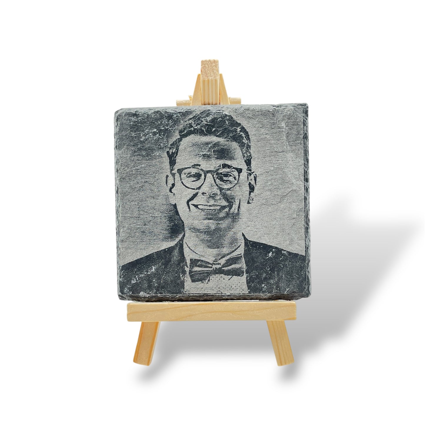 Fotogravur auf quadratischer Schieferplatte, 10-20 cm, Lasergravur