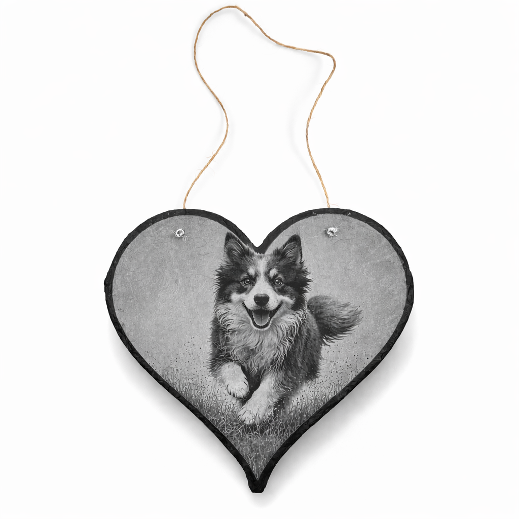Herzförmige Schieferplatte mit personalisierter Fotogravur (15–27,5 cm) – individuelles Geschenk