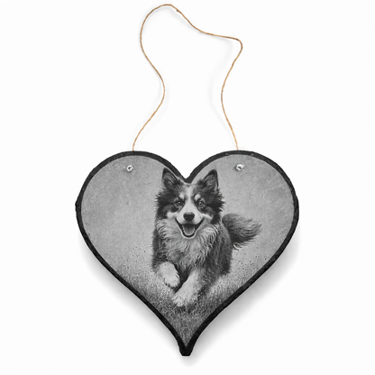 Herzförmige Schieferplatte mit personalisierter Fotogravur (15–27,5 cm) – individuelles Geschenk