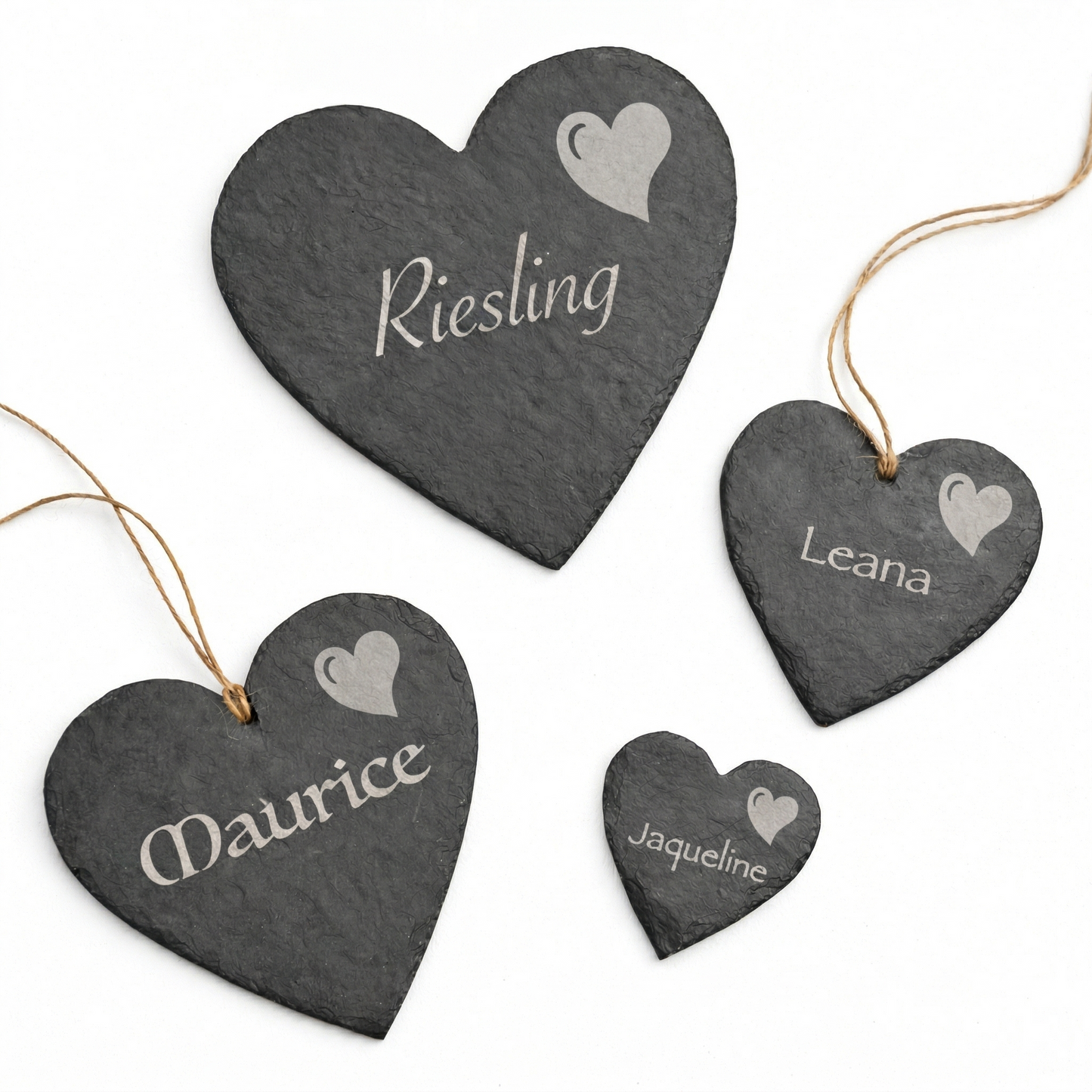 Schieferherz mit Herz-Symbol (10–30 cm) – personalisierte Namensgravur als Geschenk