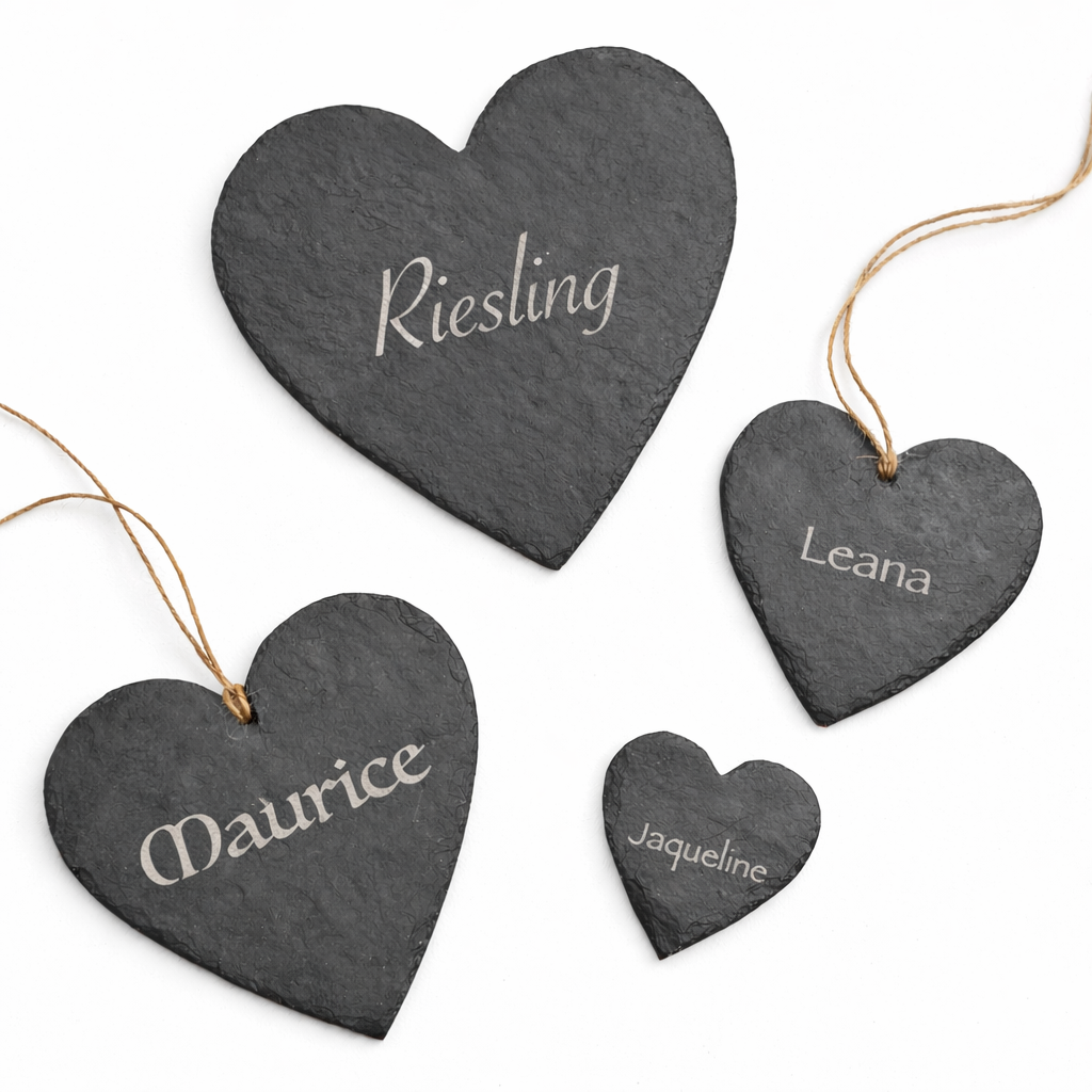 Schieferherz (10–30 cm) – personalisierte Namensgravur als Geschenk