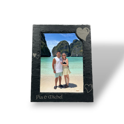 Schiefer-Bilderrahmen DIN A4 (ca. 25 × 35 cm) – personalisierte Gravur als Geschenk