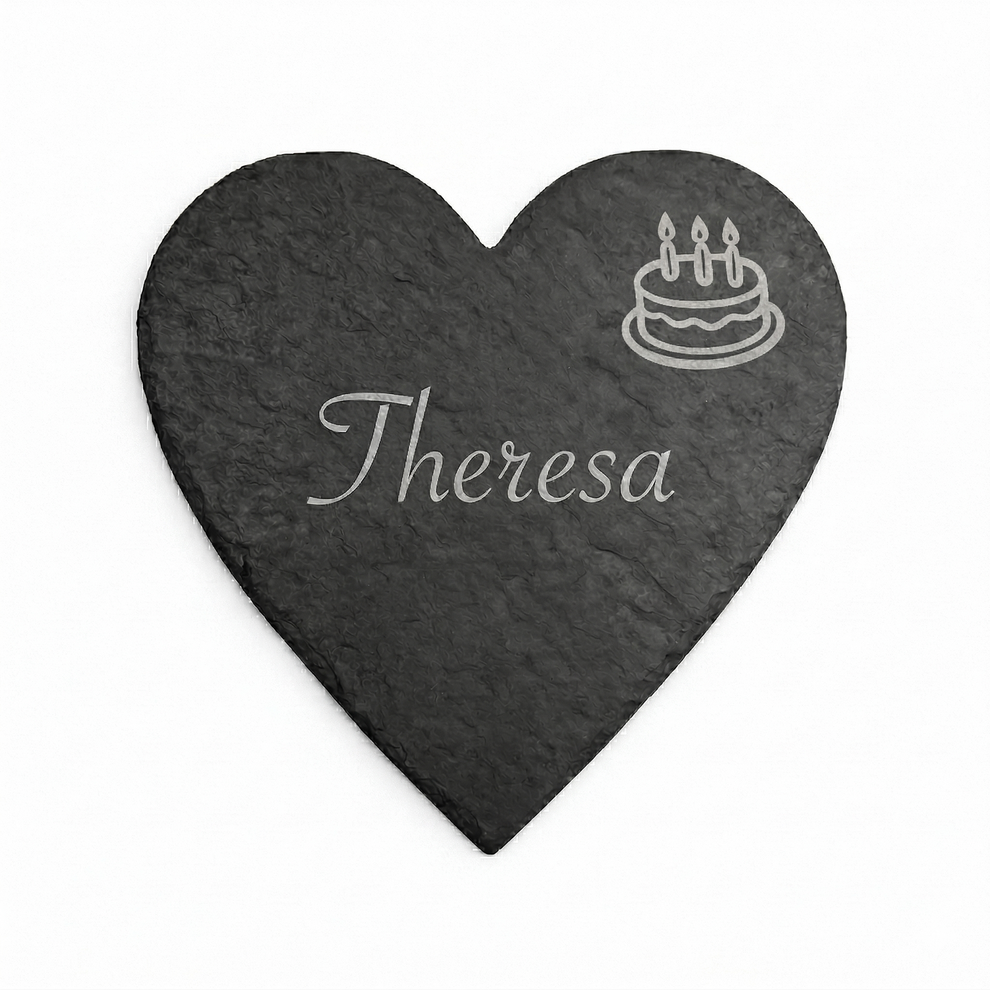 Schieferherz mit Geburtstags-Symbol (10–30 cm) – personalisierte Namensgravur als Geschenk